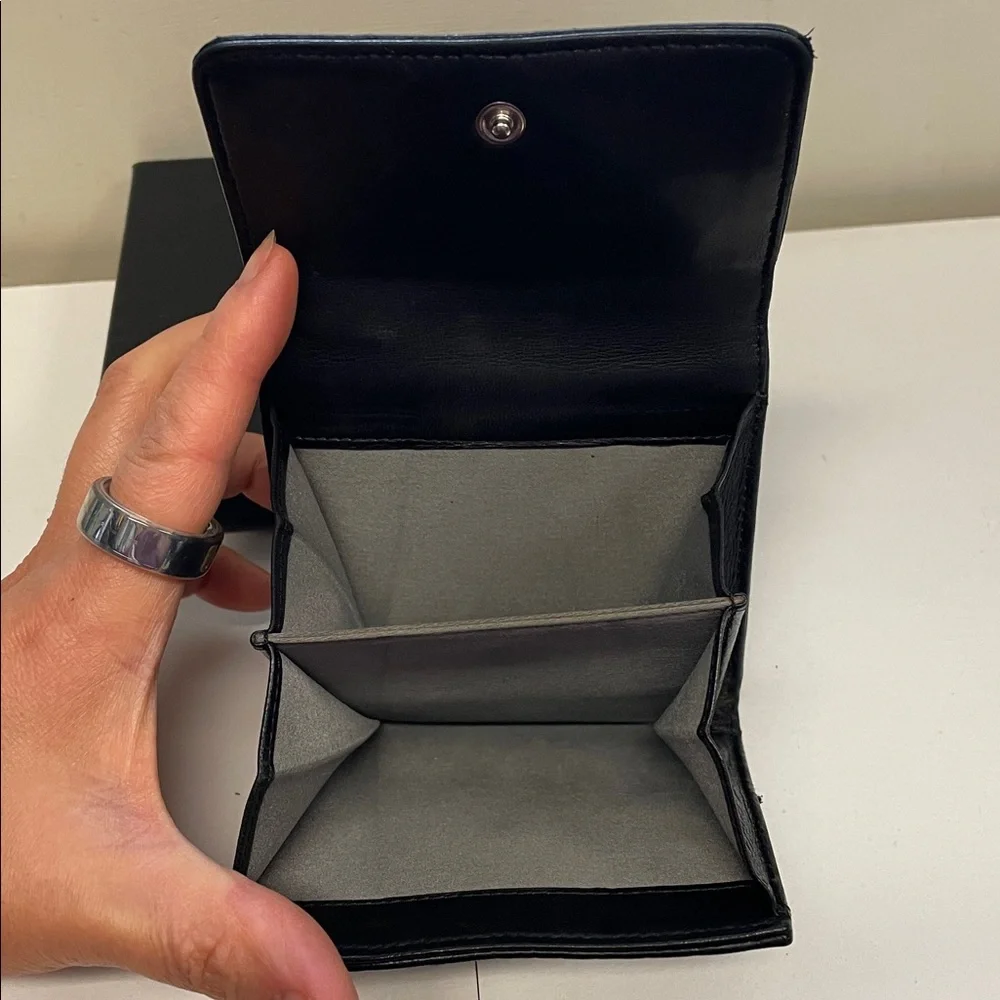 Authentic CHANEL Camellia Black Lambskin Double-hook Wallet